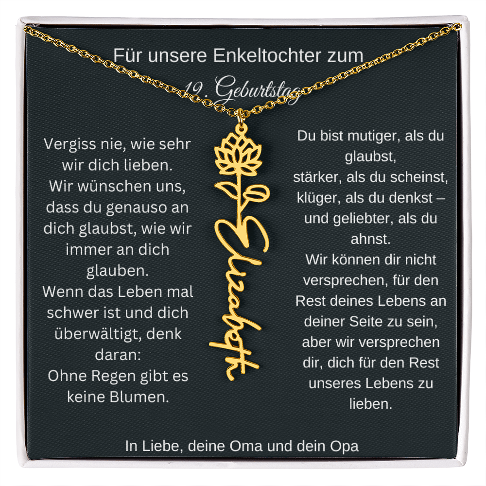 19. Geburtstag Blumen Namenskette