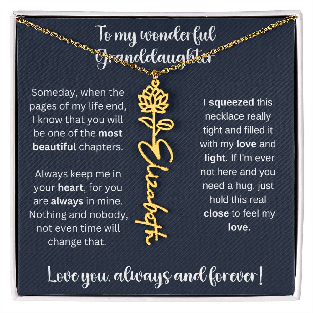 To My Wonderful Daughter Always Keep Me In Your Heart | Flower Name Necklace