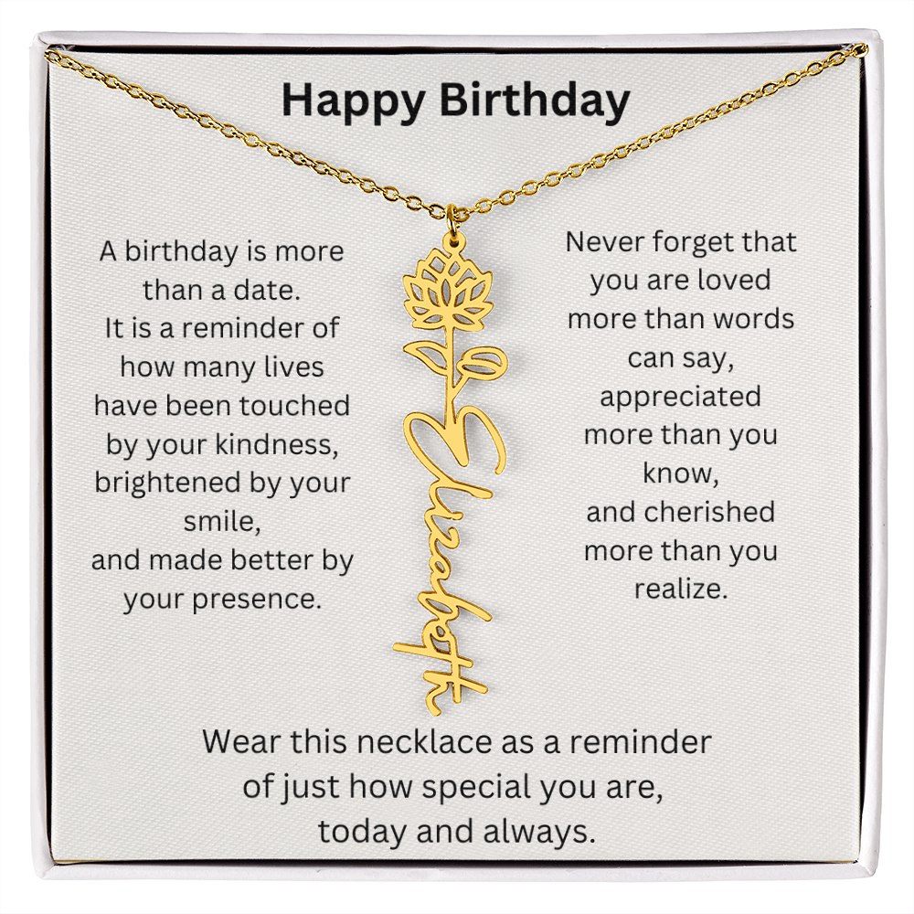 Meaningful Birthday Gift Birth Flower Name Necklace
