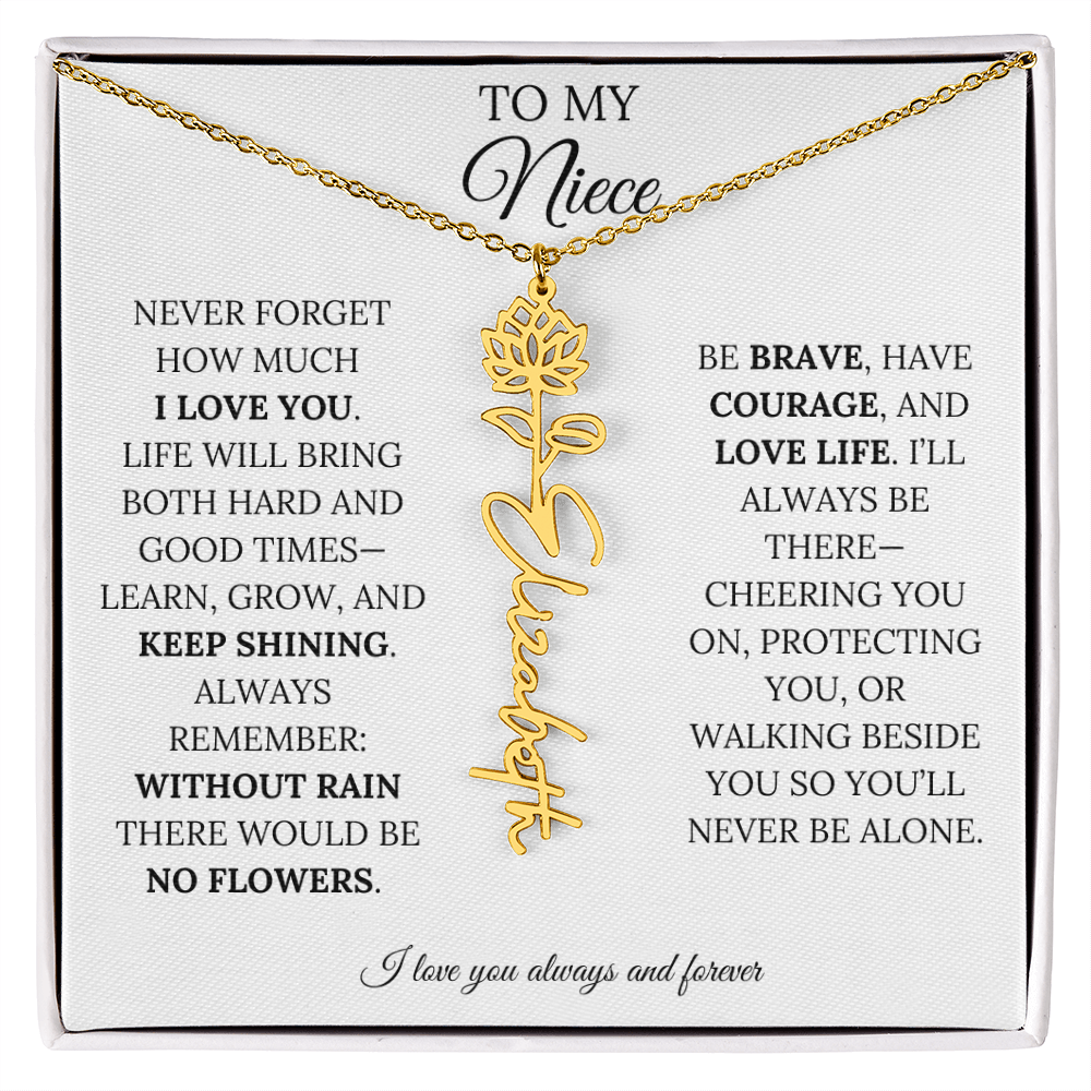 To My Niece | Keep Shining | Flower Name Necklace