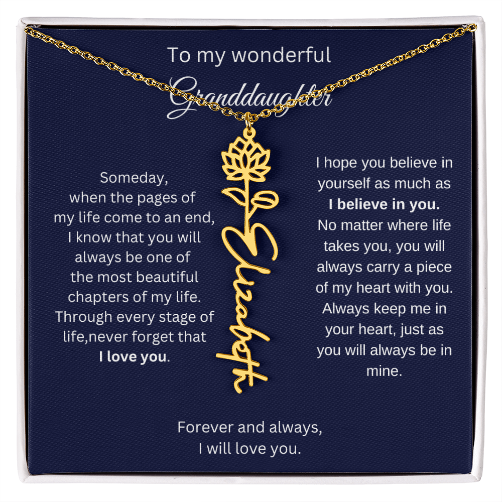 Meaningful Jewelry for Granddaughter - Birth Flower Name Necklace