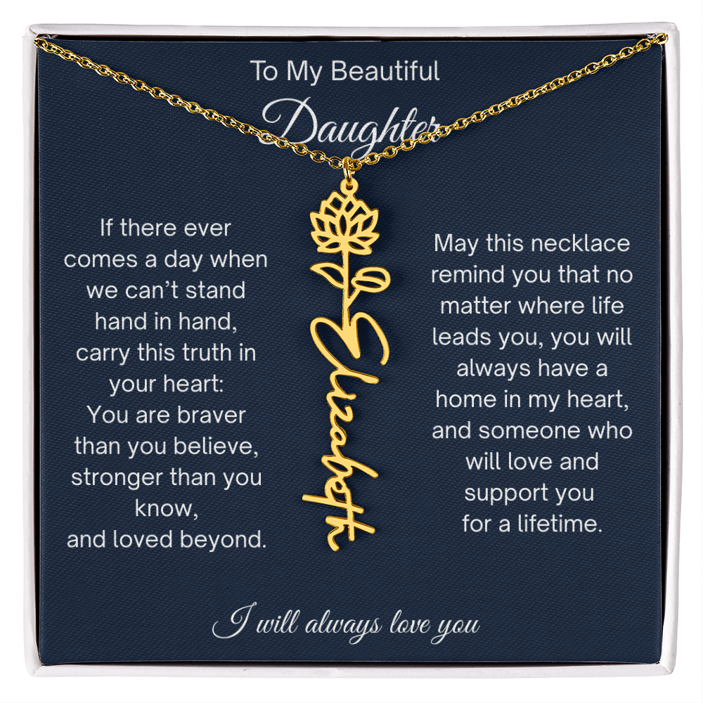 Daughter Gift Personalized Birth Flower Name Necklace