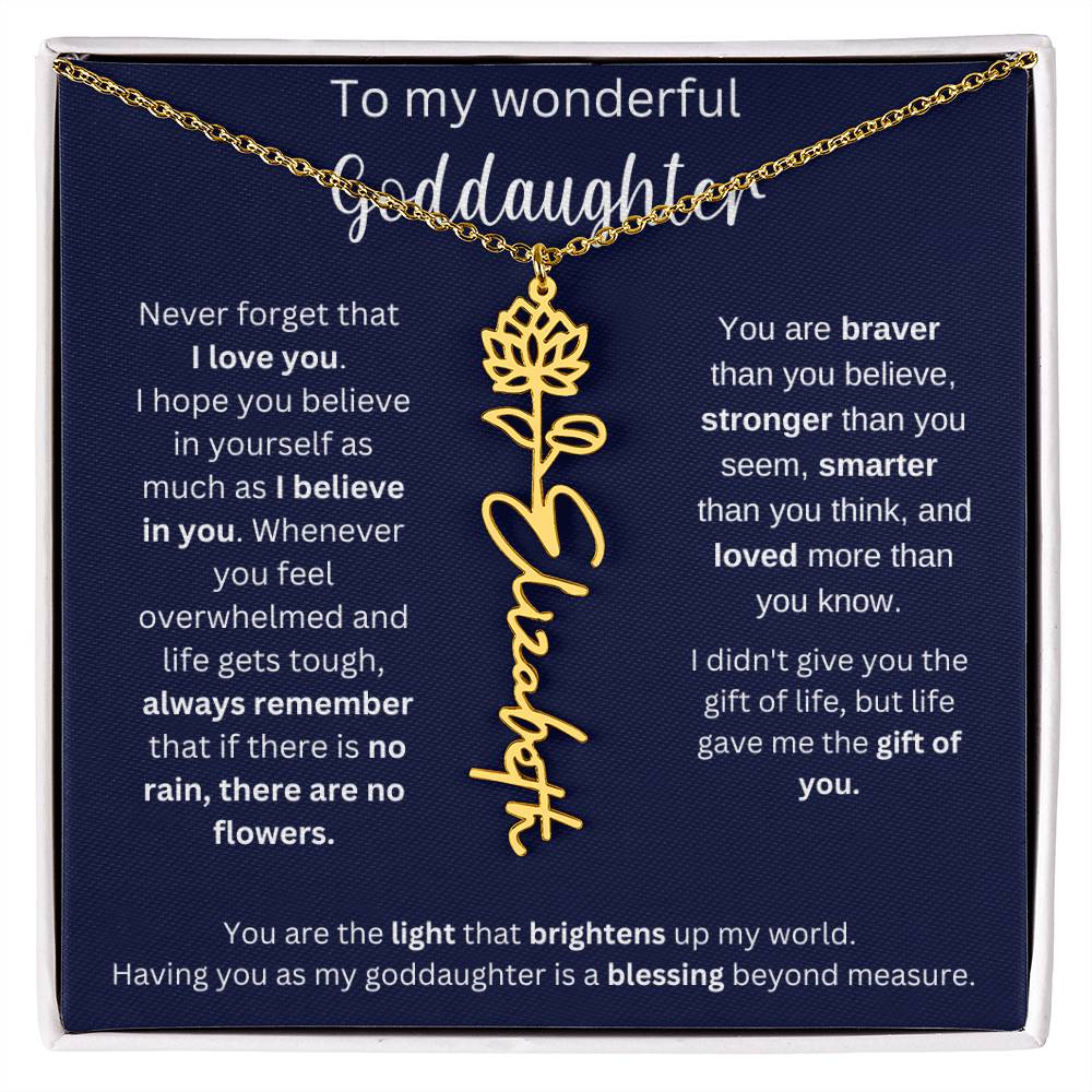 To My Wonderful Goddaughter | I Believe In You | Flower Name Necklace