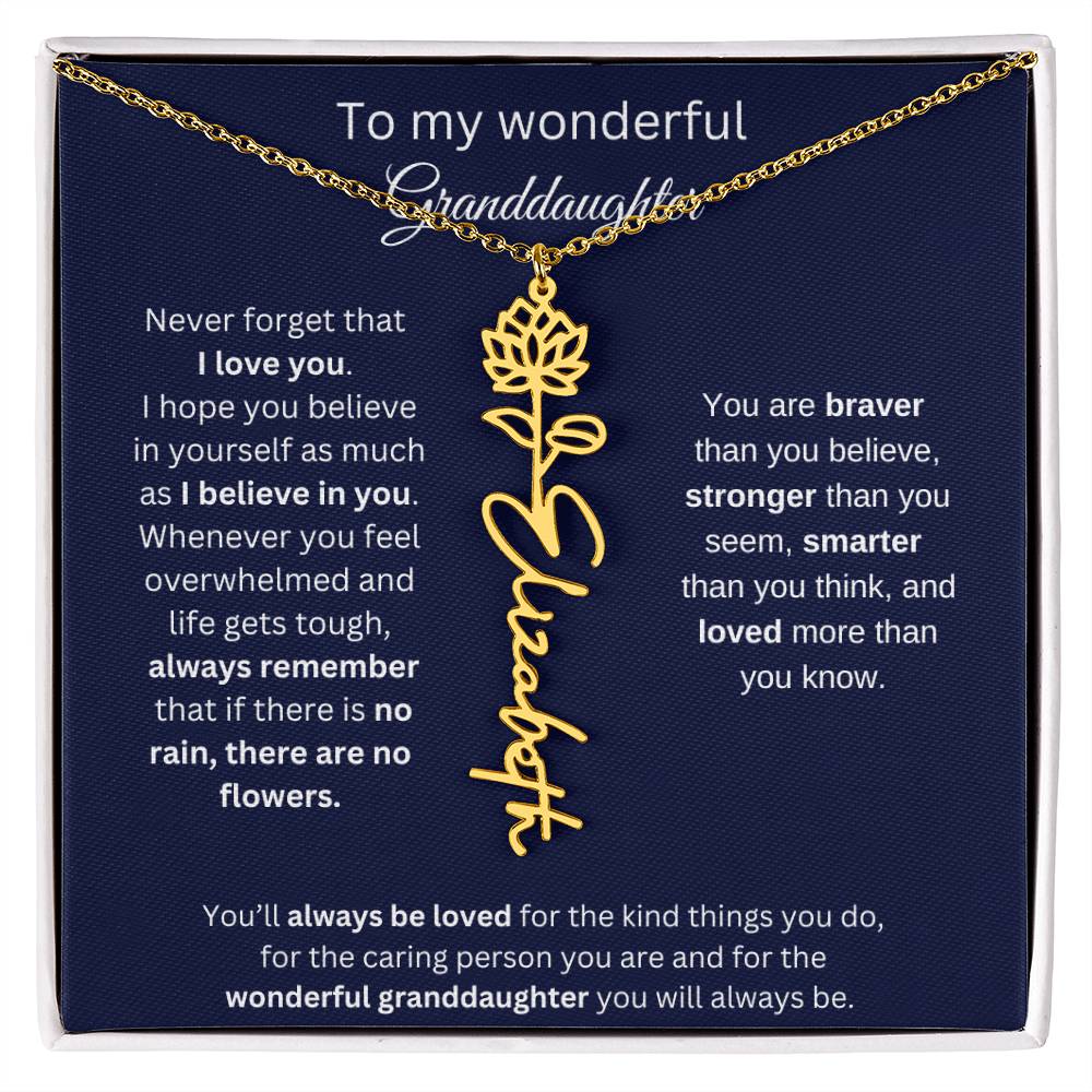 To My Wonderful Granddaughter  Personalized Birth Month Flower Necklace 1