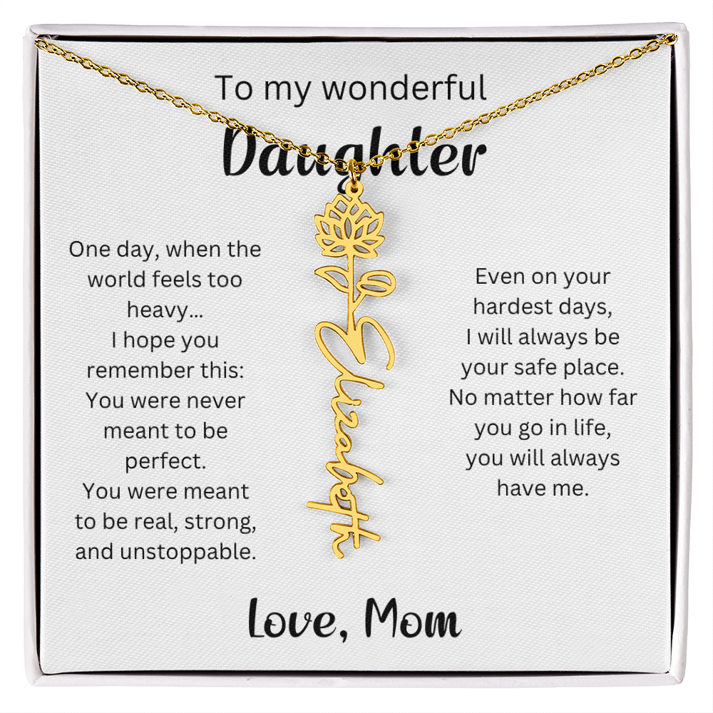 Emotional Gift for Daughter - Birth Flower Name Necklace