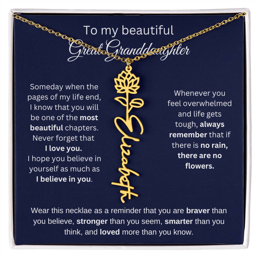 To My Beautiful Great Goddaughter Flower Necklace 2