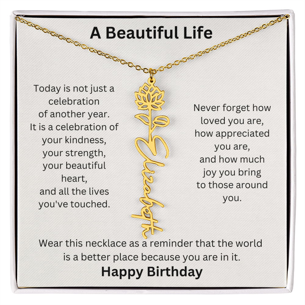 Personalized Birth Flower Name Necklace Birthday Gift for Her