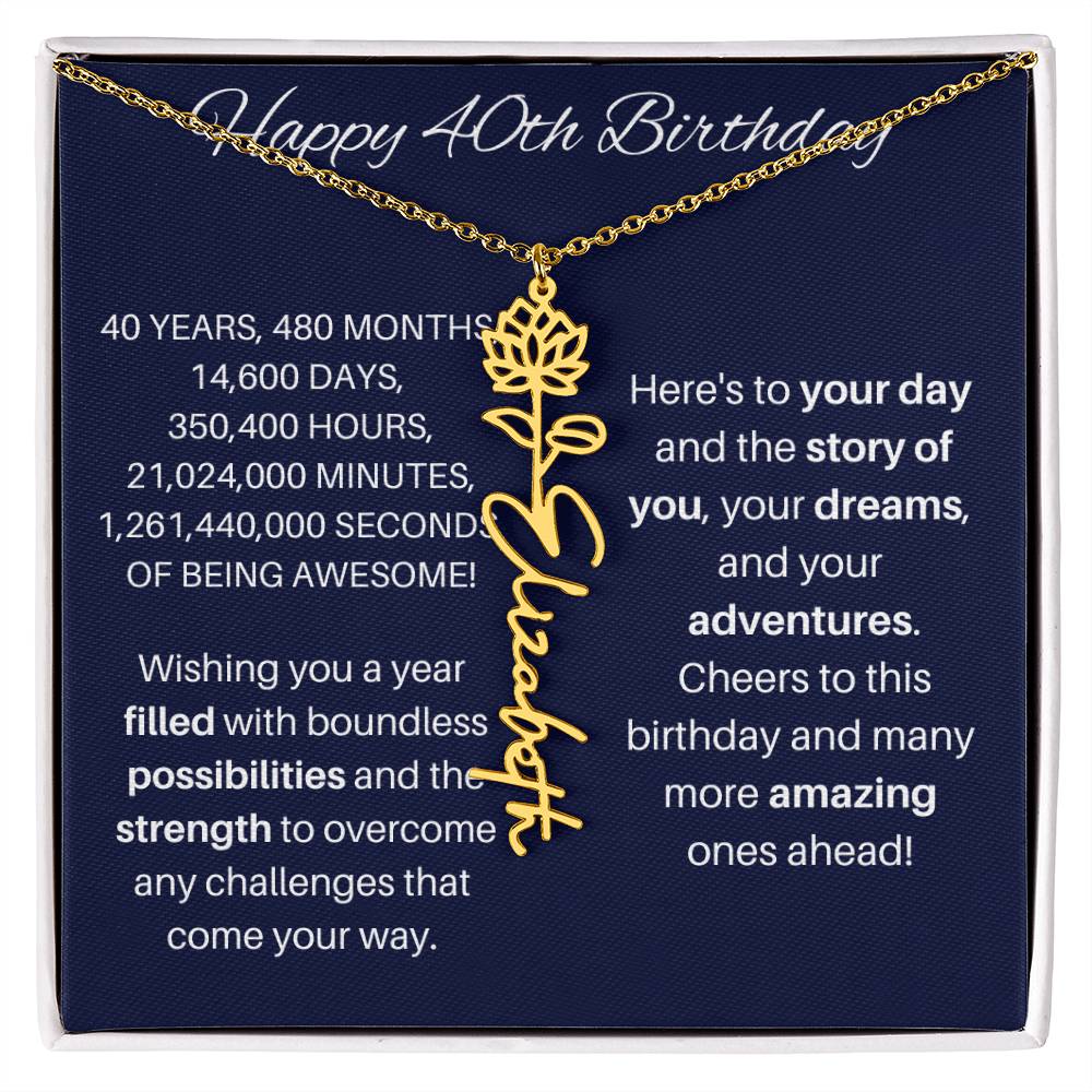 40th Birthday Birth Flower Necklace