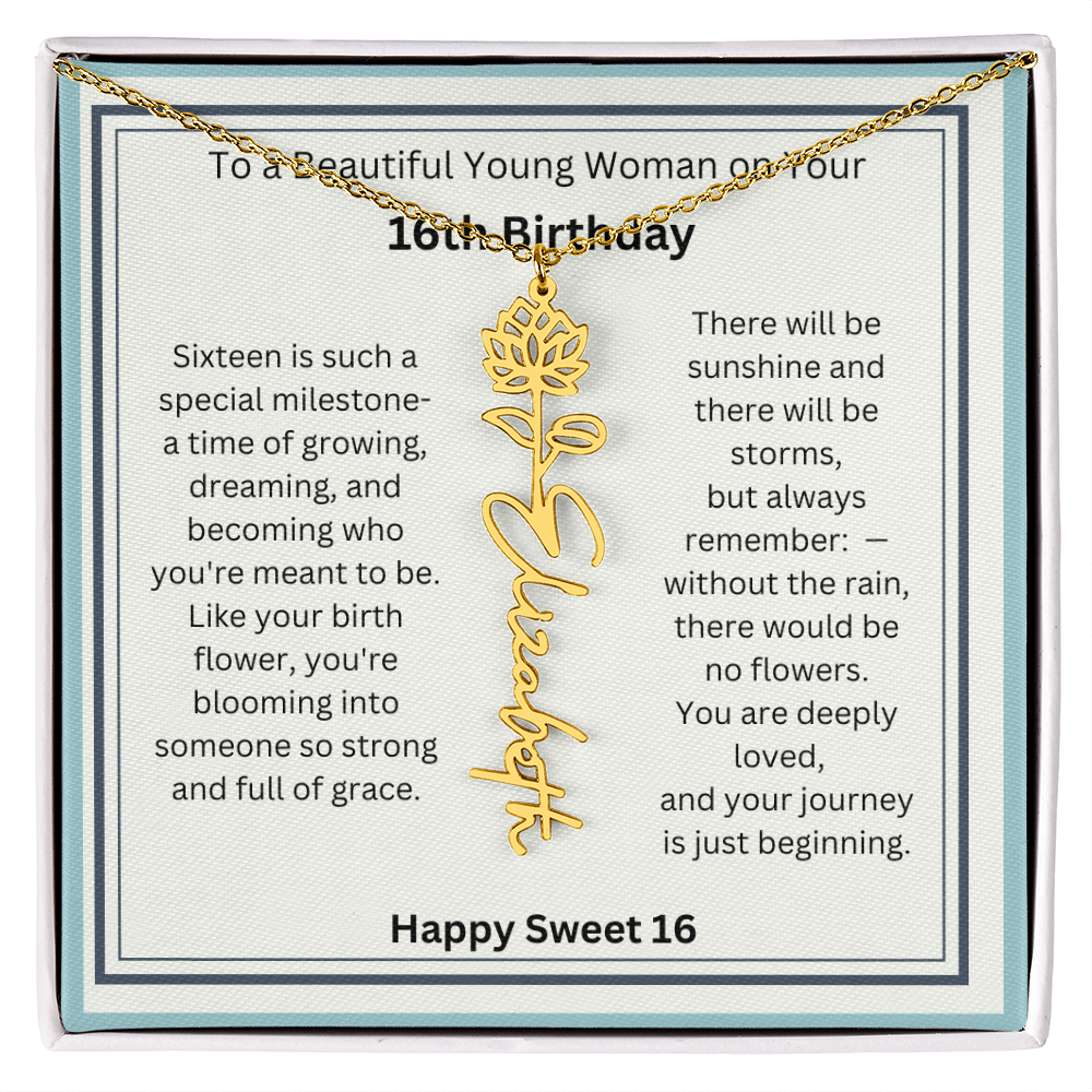 Sweet 16 Birth Flower Name Necklace Gift 2
