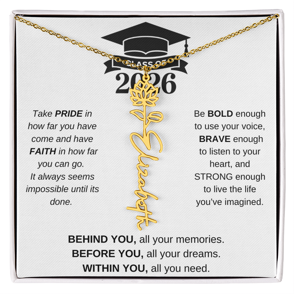 2026 Graduation Jewelry Birthmonth Flower Name Necklace