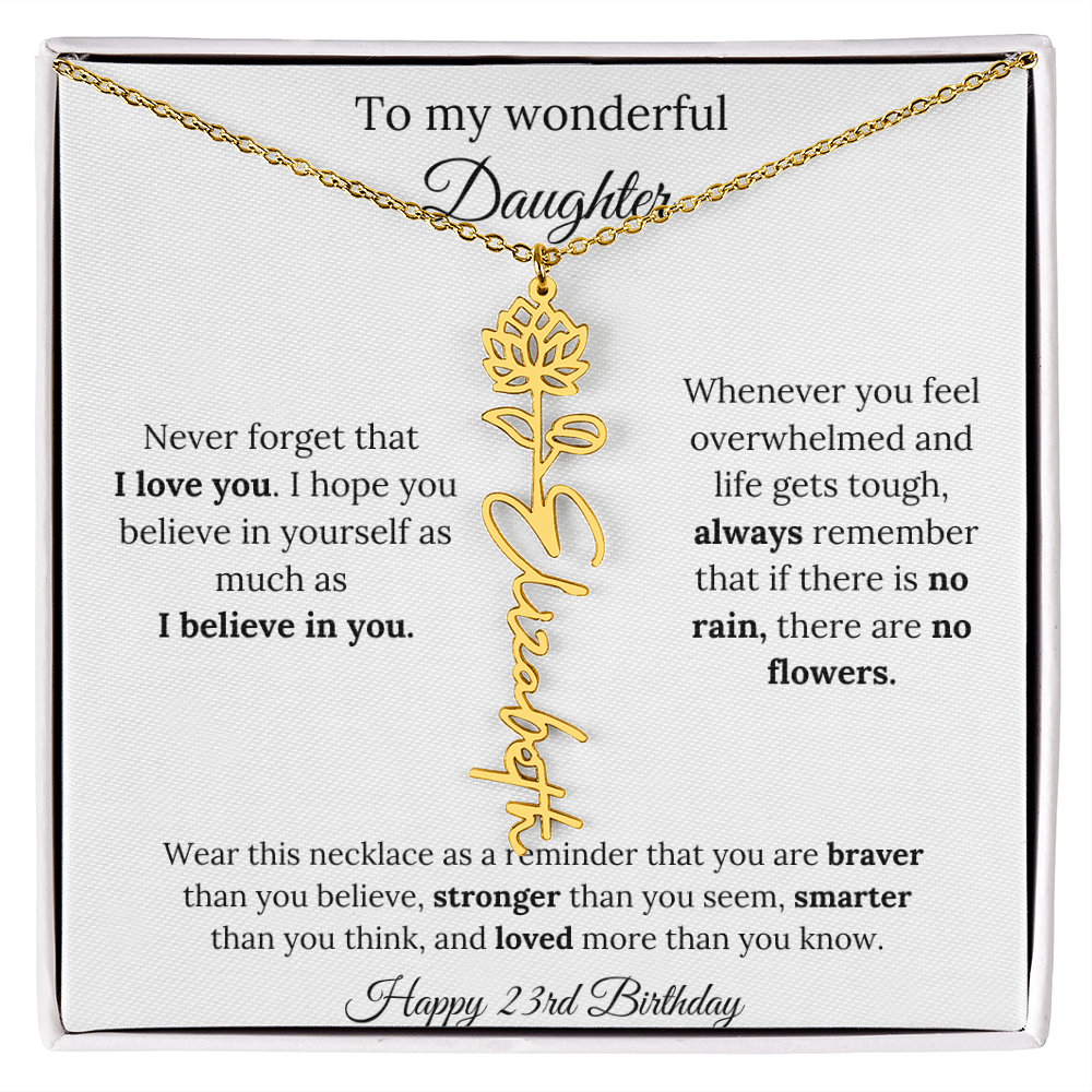 Daughter Jewelry 23rd Birthday Gift - Flower Name Necklace