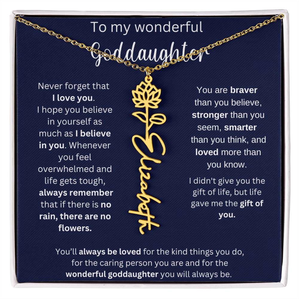 To My Wonderful Goddaughter | You'll Always Be Loved | Flower Name Necklace