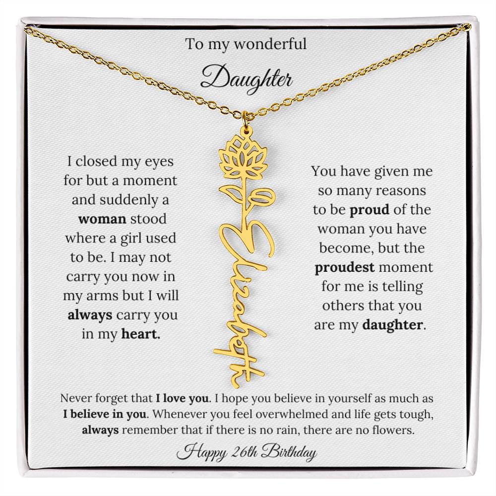 Happy 26th Birthday | Never Forget That I Love You | Flower Name Necklace