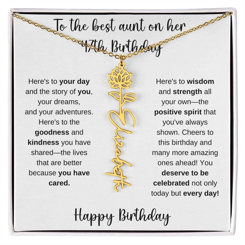 To The Best Aunt - Happy 47th Birthday | Flower Name Necklace