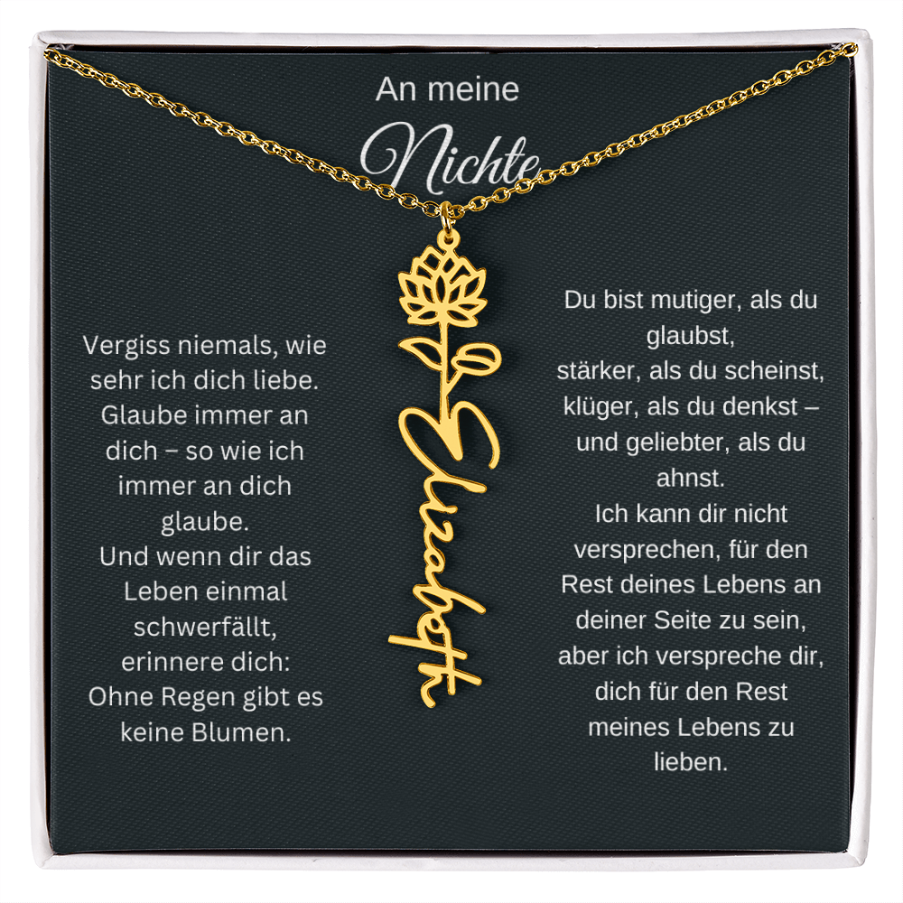 An meine Nichte Geburtsblume Namenskette mit Gravur Geschenk Geburtstag Weihnachten
