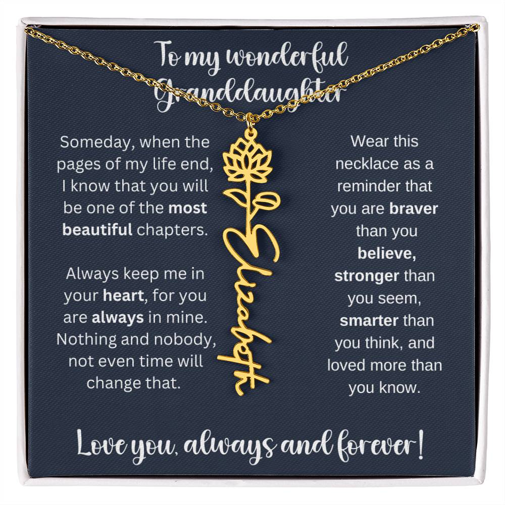 Granddaughter Birth Month Flower Necklace