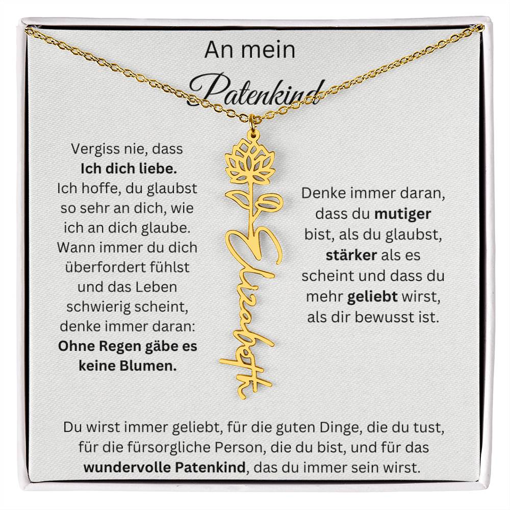 An Mein Patenkind Geburtsblumen Kette