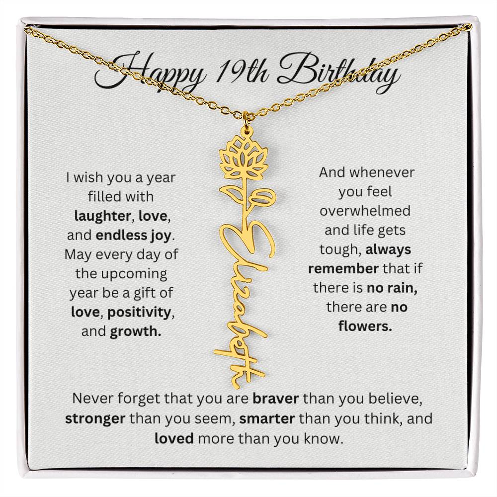 Happy 19th Birthday - Flower Name Necklace