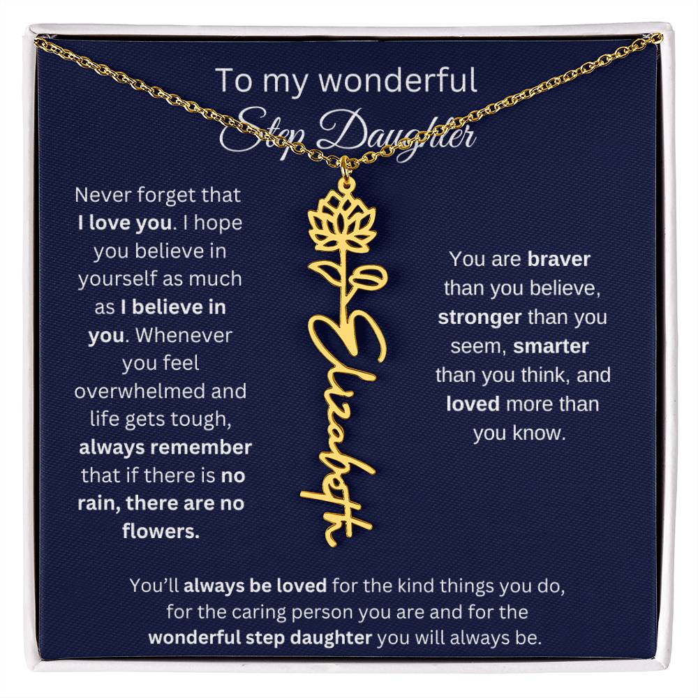To My  Bonus Daughter Birthmonth Flower Necklace 4
