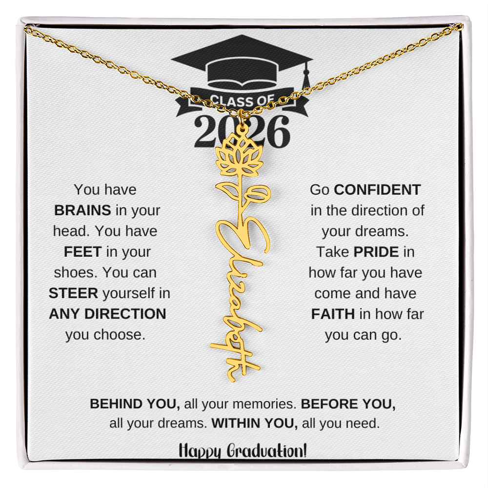 Personalized 2026 Graduation Gift Birth Month Flower Necklace