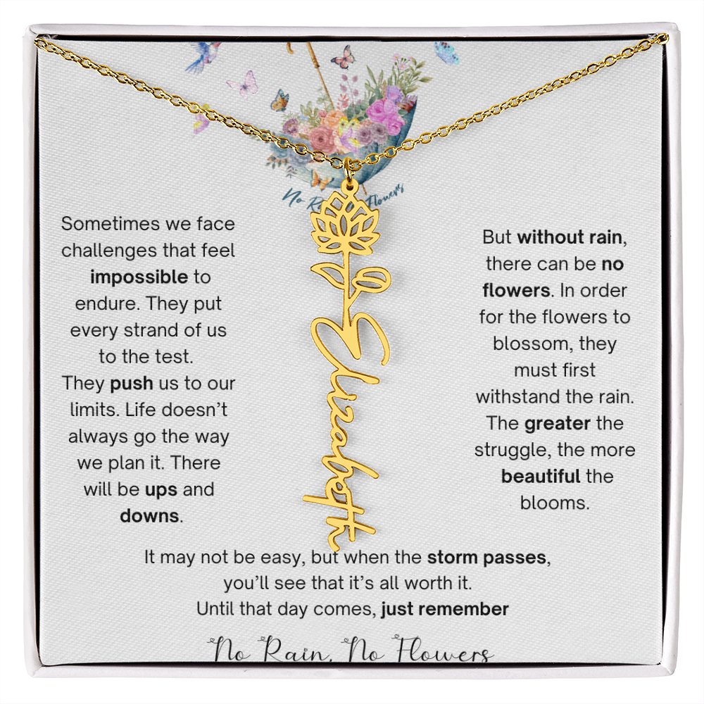 No Rain No Flowers 3 - Flower Name Necklace