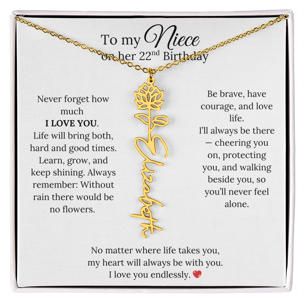 22nd Birthday Gift from Aunt - Personalized Birth Flower Name Necklace