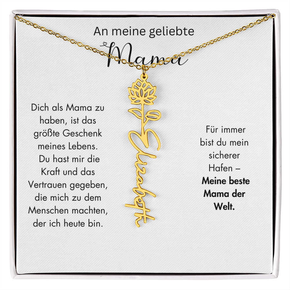 Personalisierte Namenskette mit Geburtsblume für Mama