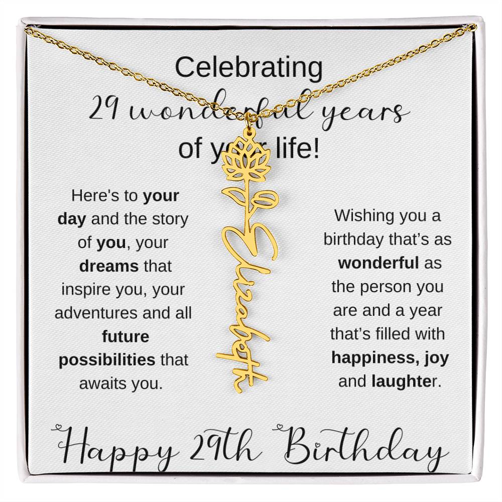 Happy 29th Birthday | Flower Name Necklace