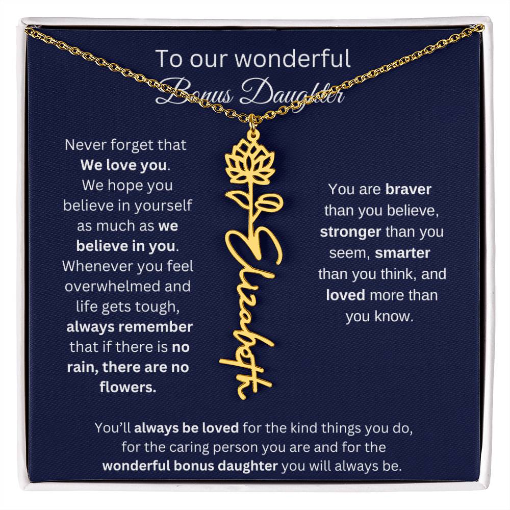 To Our Wonderful Bonus Daughter Personalized Birth Month Flower Necklace 1