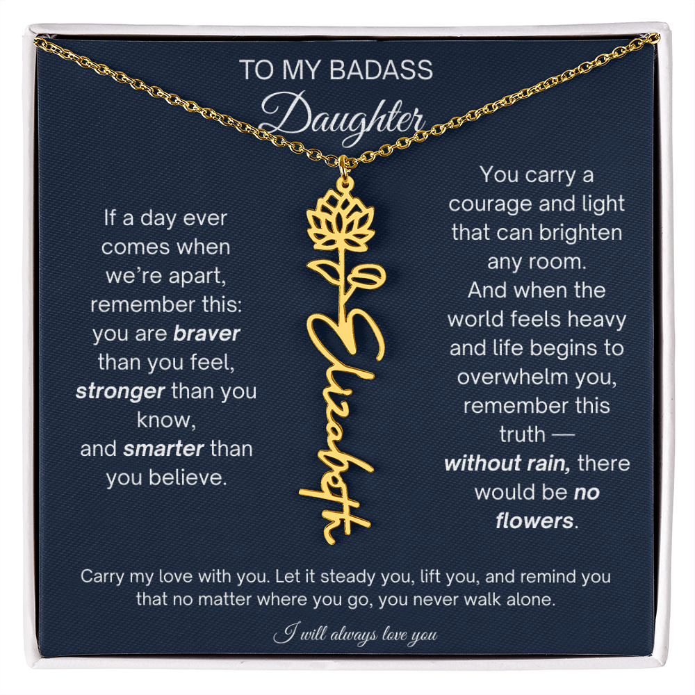 Daughter Encouragement Gift - Personalized Flower Name Necklace