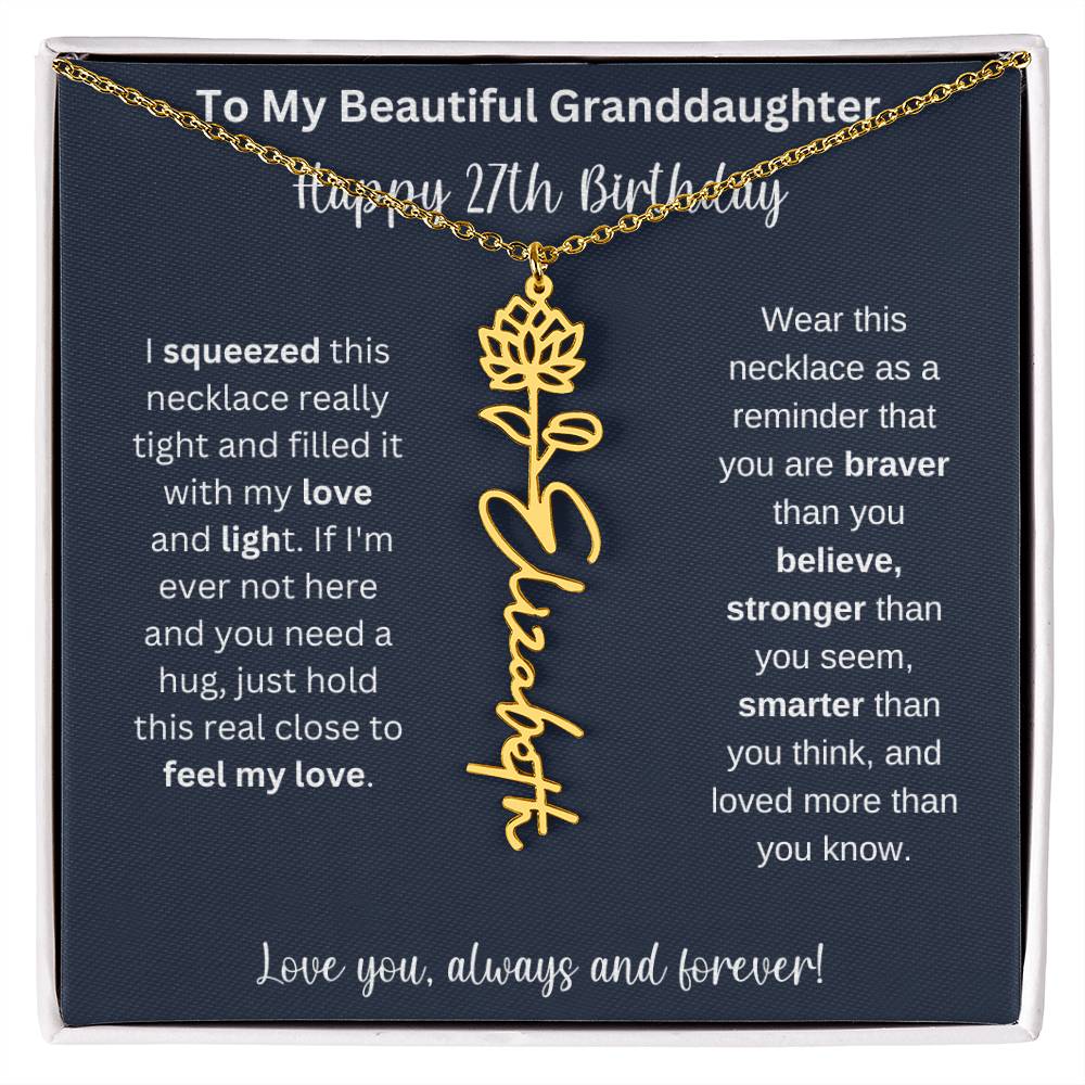 Flower Name Necklace 27th Birthday Necklace Gift To My Granddaughter