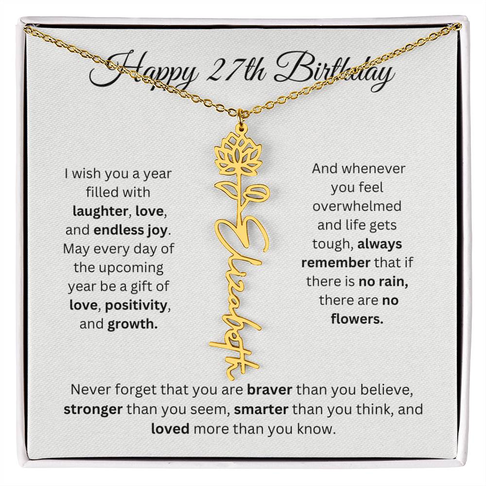 Happy 27th Birthday - Flower Name Necklace