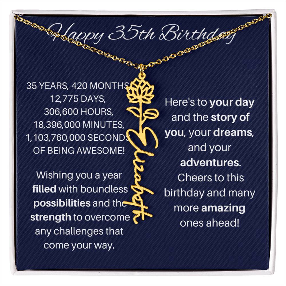 35th Birthday Birth Flower Necklace