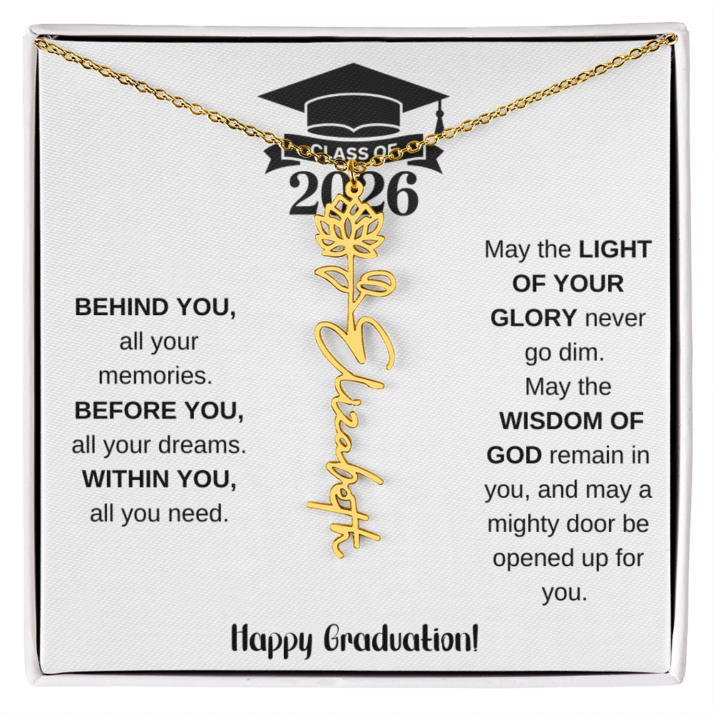Class Of 2026 Personalized Graduation Gift Birth Month Flower Necklace