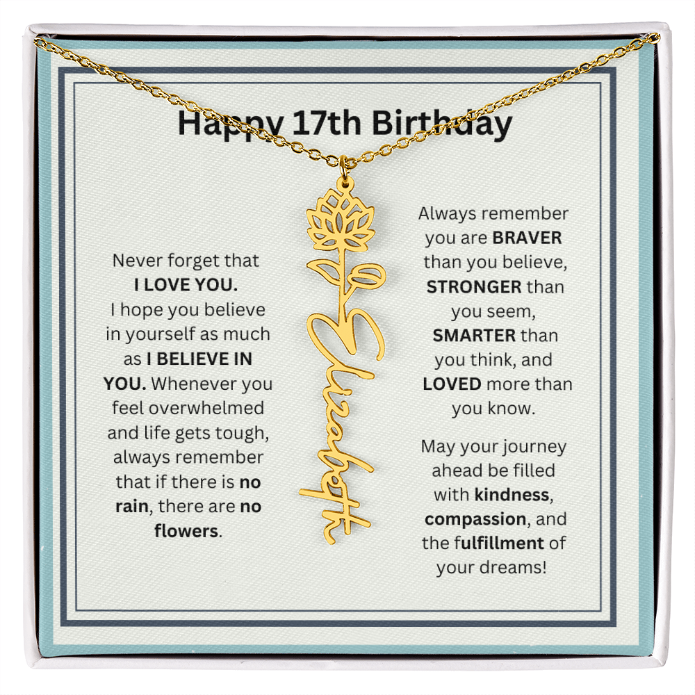 17th Personalized Birthday Gift - Flower Name Necklace