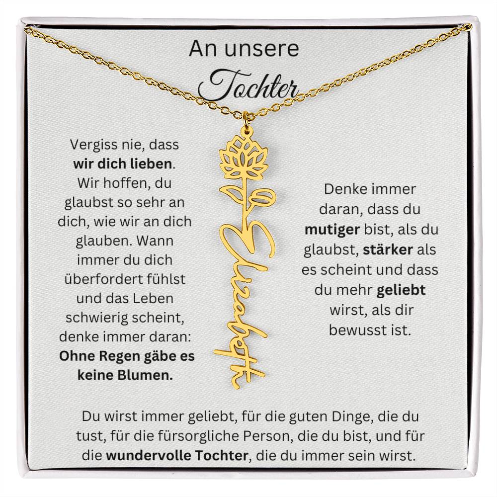 An Unsere Tochter - Vergiss Nie Geburtsblumen Kette Personalisierbar Mit Namen
