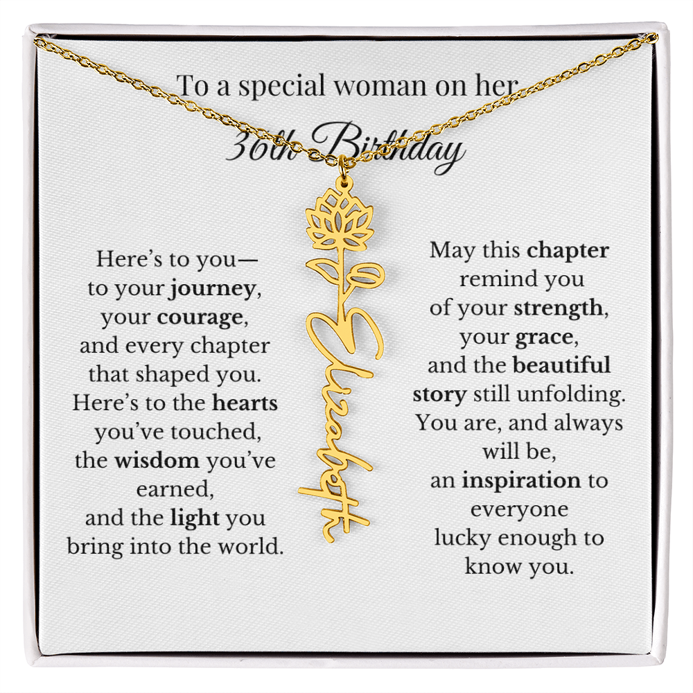 36th Birthday Gift for Her Birth Flower Name Necklace