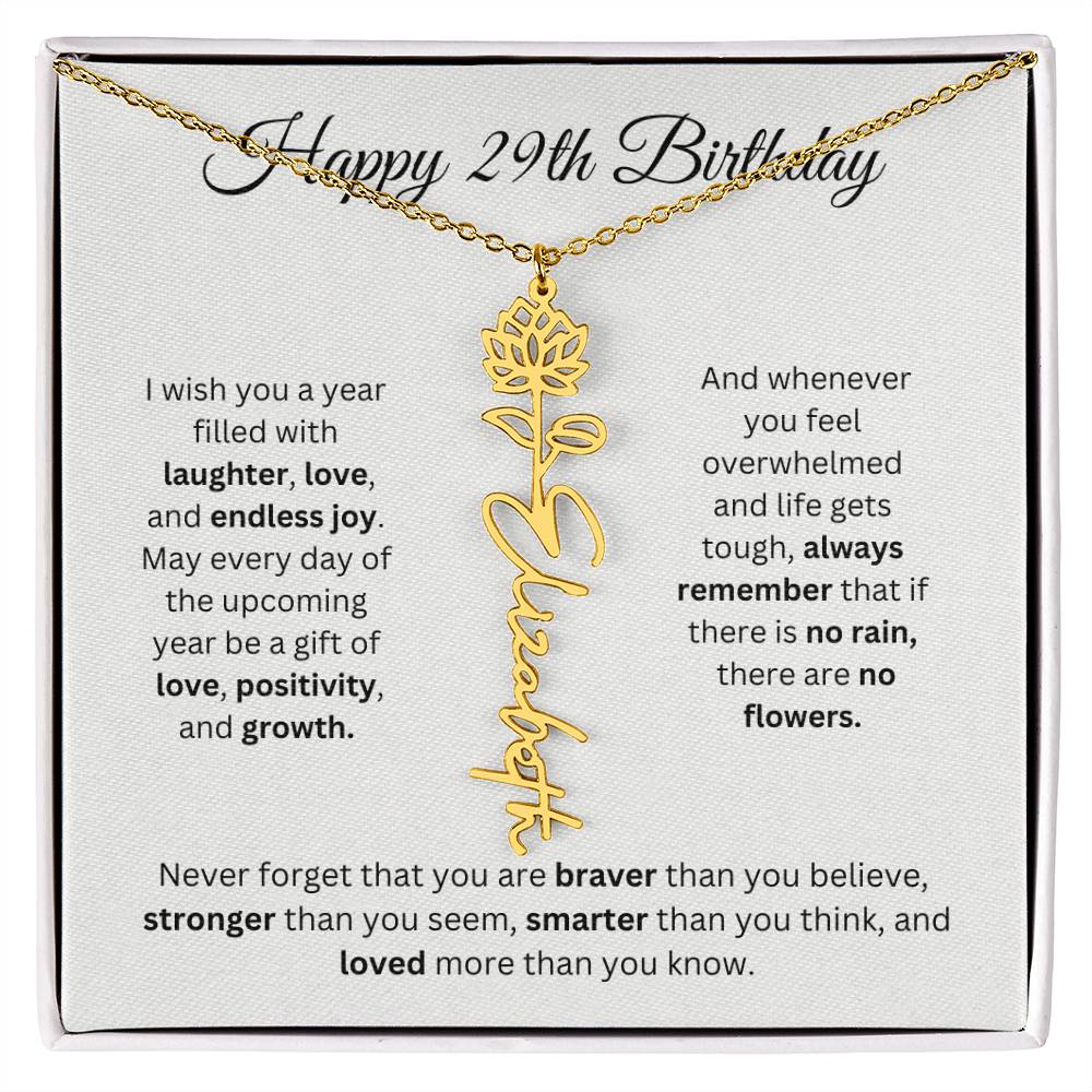 Happy 29th Birthday - Flower Name Necklace