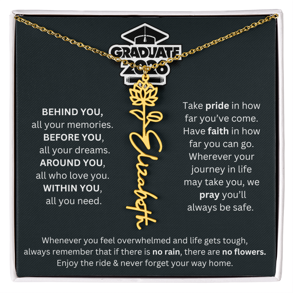 2026 Graduation Gift | Birth Flower Name Necklace 1