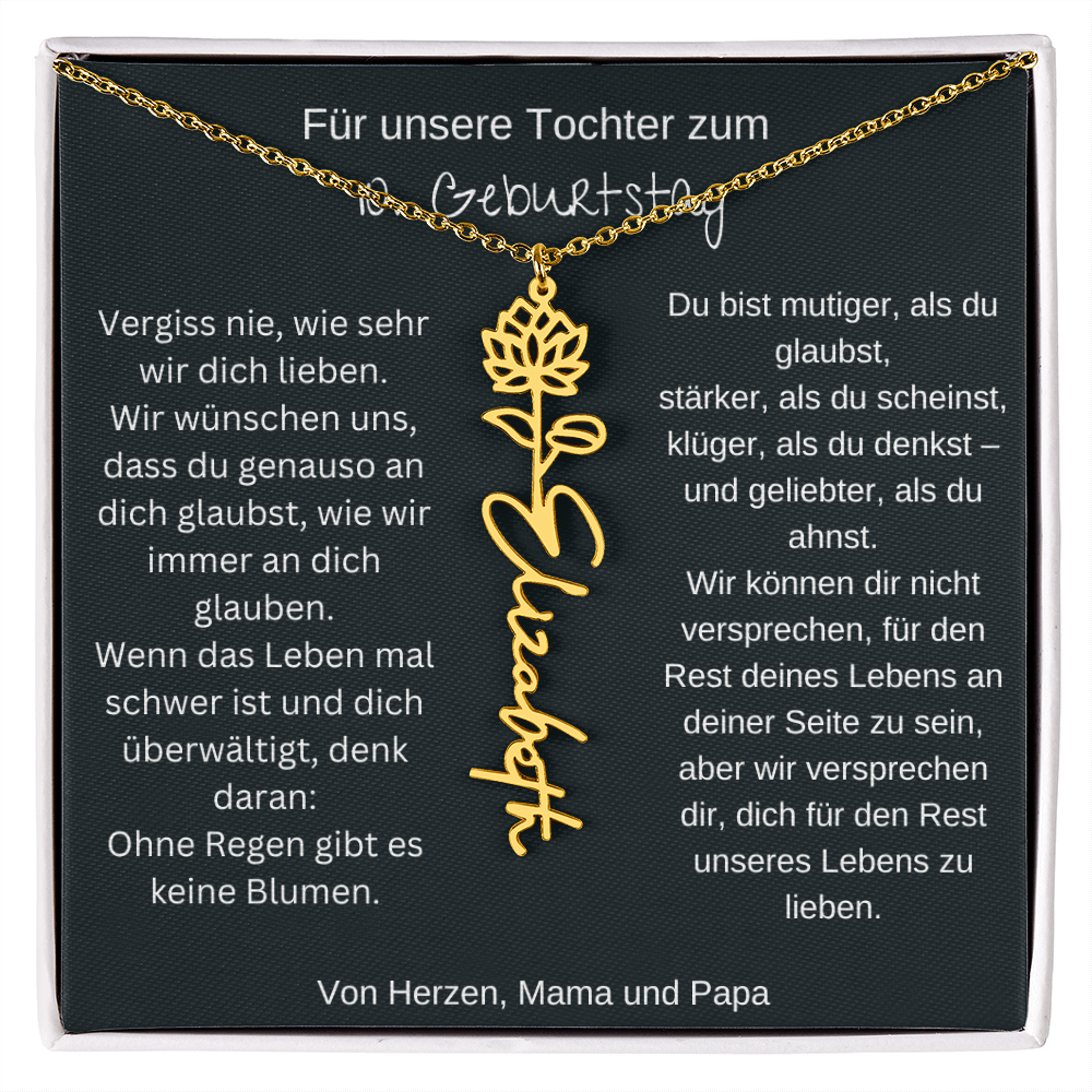 Geschenk zum 10. Geburtstag Tochter Geburtsblumen Namenskette