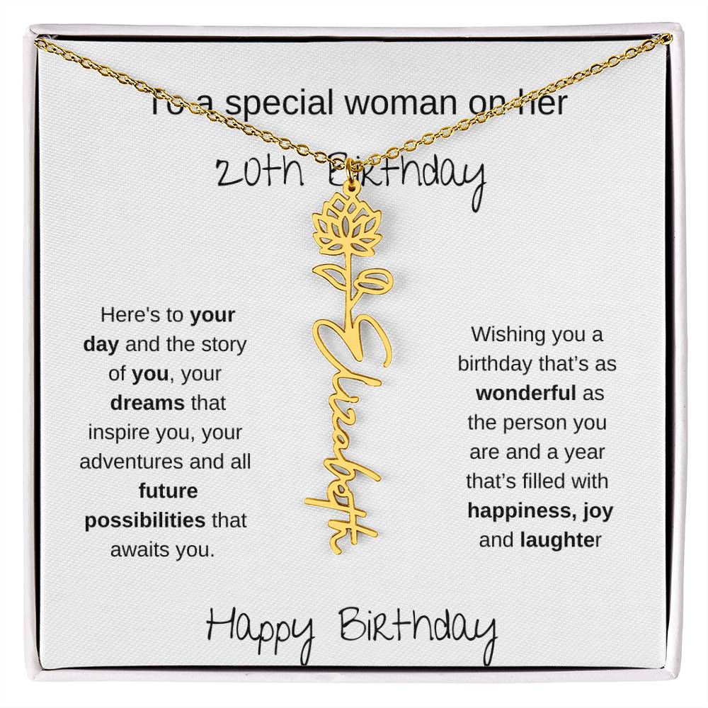 A Special Woman 20th Birthday | Flower Name Necklace