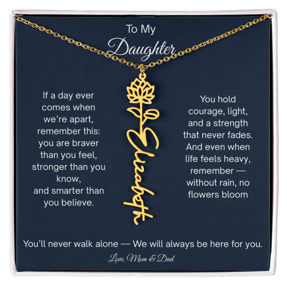 Personalized Daughter Gift - Birth Flower Name Necklace