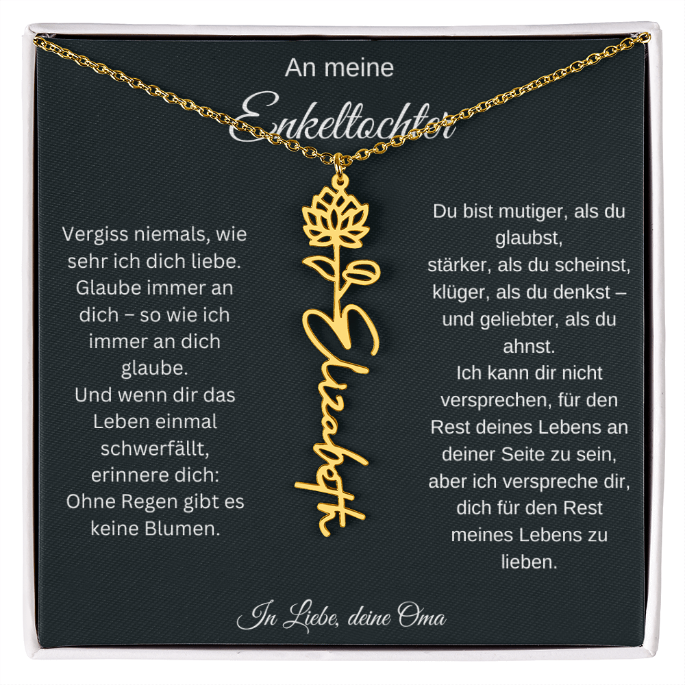 An meine Enkeltochter Geburtsblume Namenskette personalisierte Gravur Schmuck Geschenk