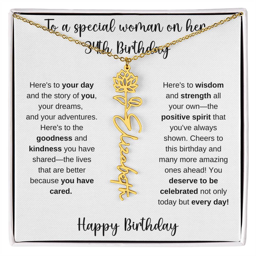 34th Birthday - Flower Name Necklace