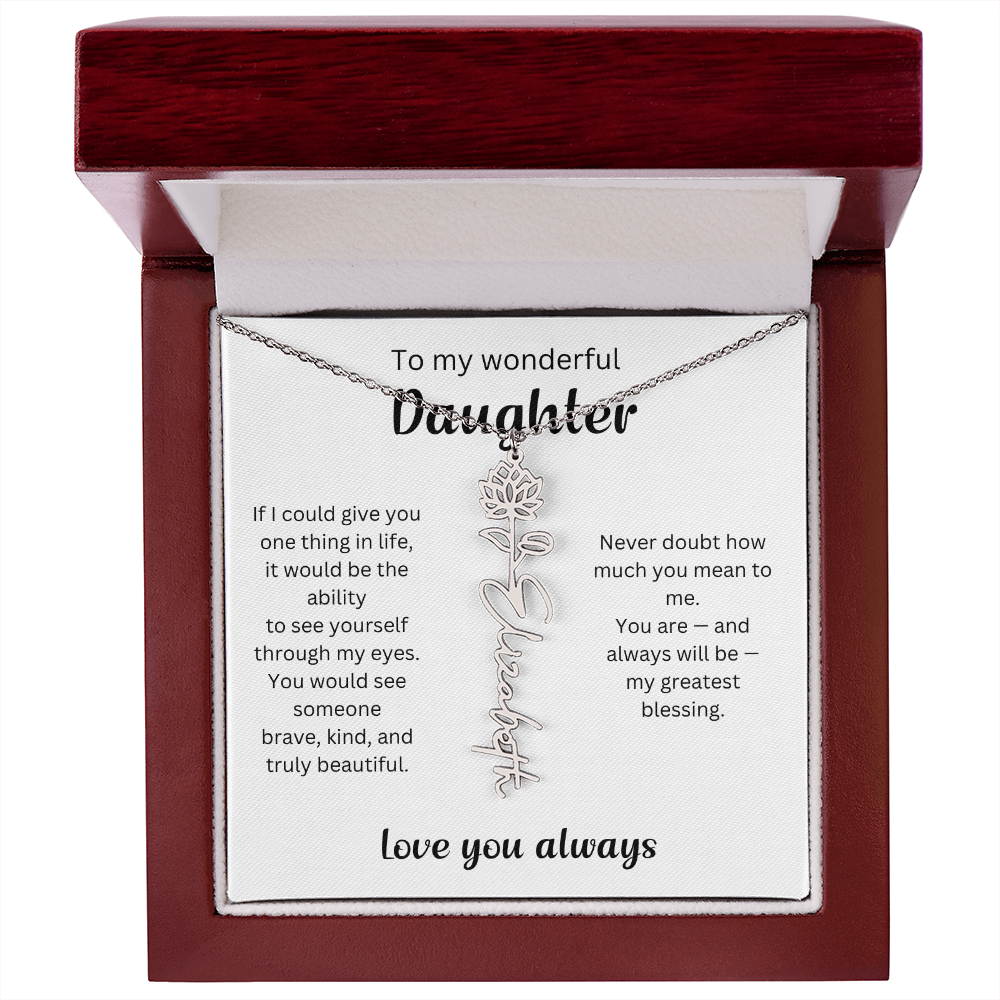 Emotional Gift for Daughter - Birth Flower Name Necklace 3