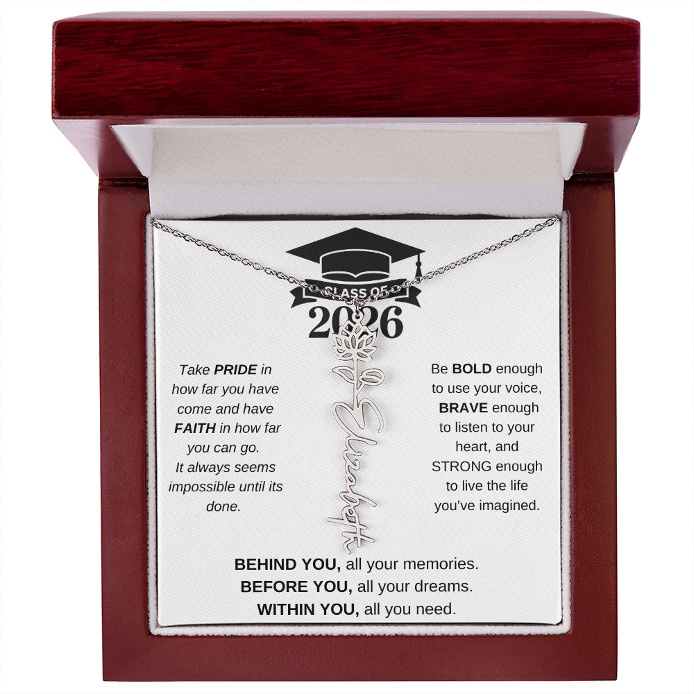 2026 Graduation Jewelry Birthmonth Flower Name Necklace