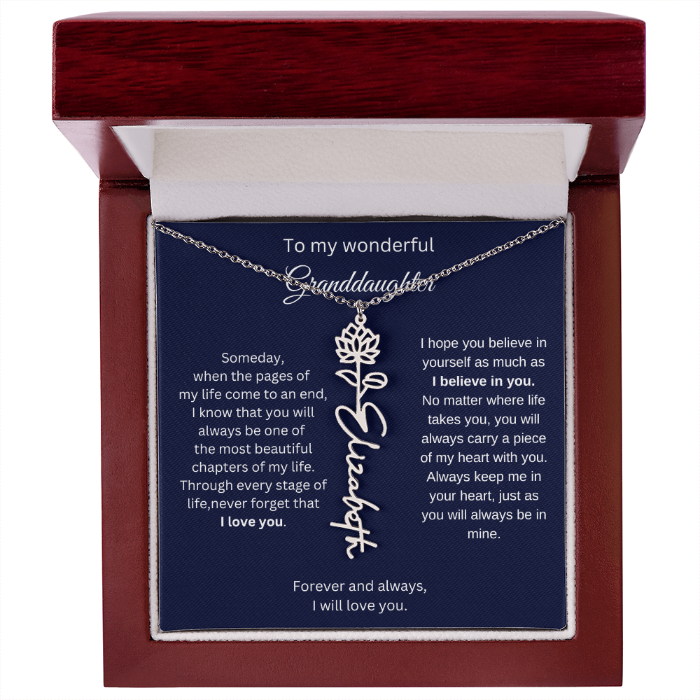 Meaningful Jewelry for Granddaughter - Birth Flower Name Necklace