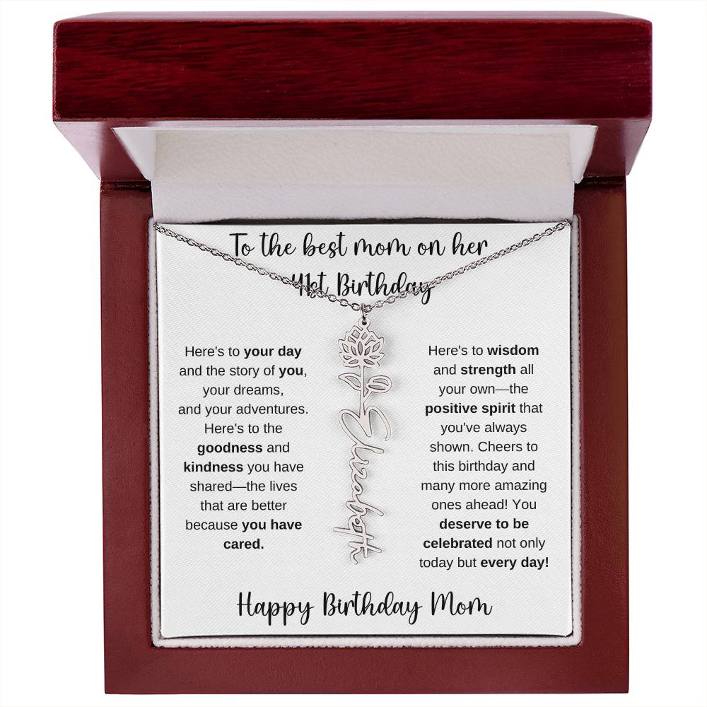 To The Best Mom - Happy 41st Birthday | Flower Name Necklace
