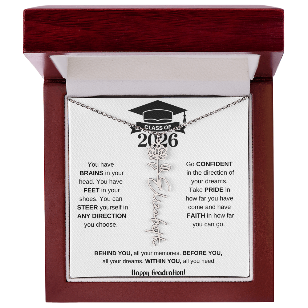 Personalized 2026 Graduation Gift Birth Month Flower Necklace