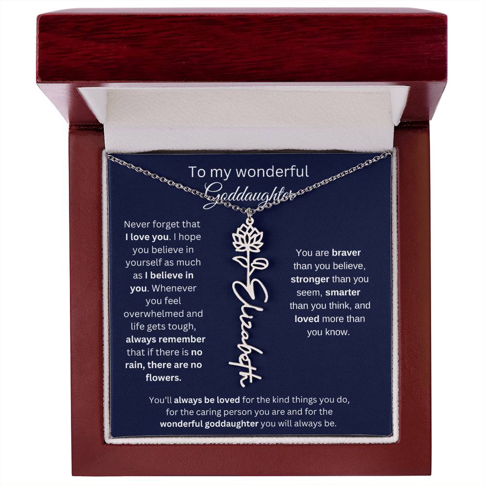 To My Wonderful Goddaughter - I Love You - Flower Name Necklace